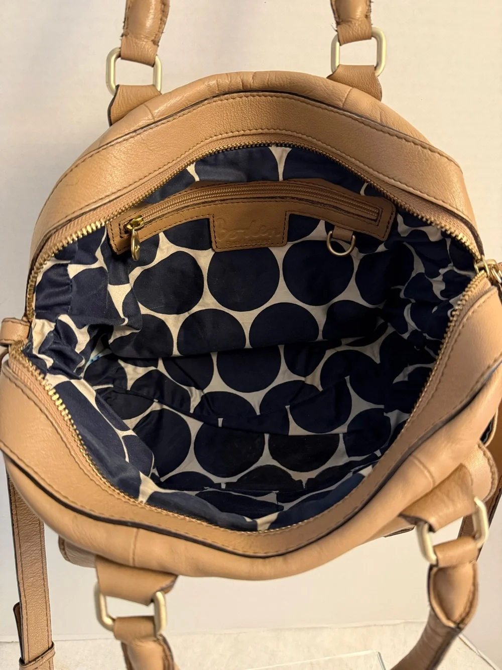Boden Tan Leather Crossbody Satchel Bag – Soft Pebbled Leather